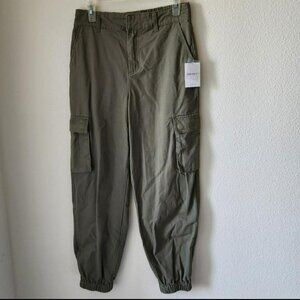 Forever21 Cargo Jogger Pants Sz M Olive Green Khaki NWT 100% Cotton